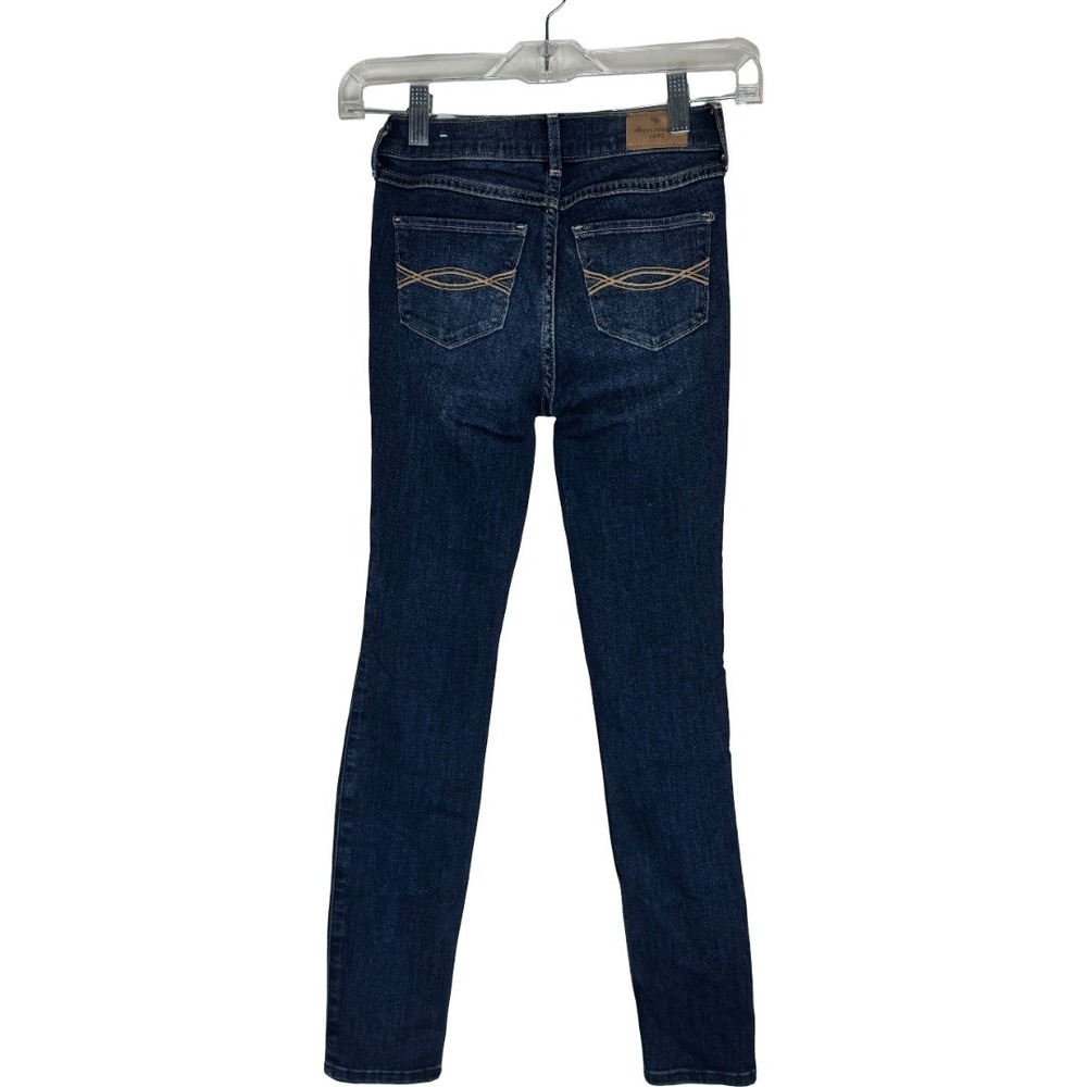 Abercrombie Kids High Rise Jean Legging 11/12 Slim Dark Wash Distressed Ripped - Picture 4 of 9